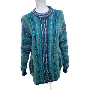Vintage Men’s Oskar Haug green textured button cardigan sweater Ireland large